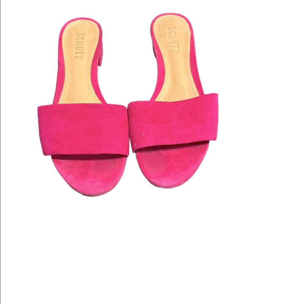 Pink Suede Slides by Schutz